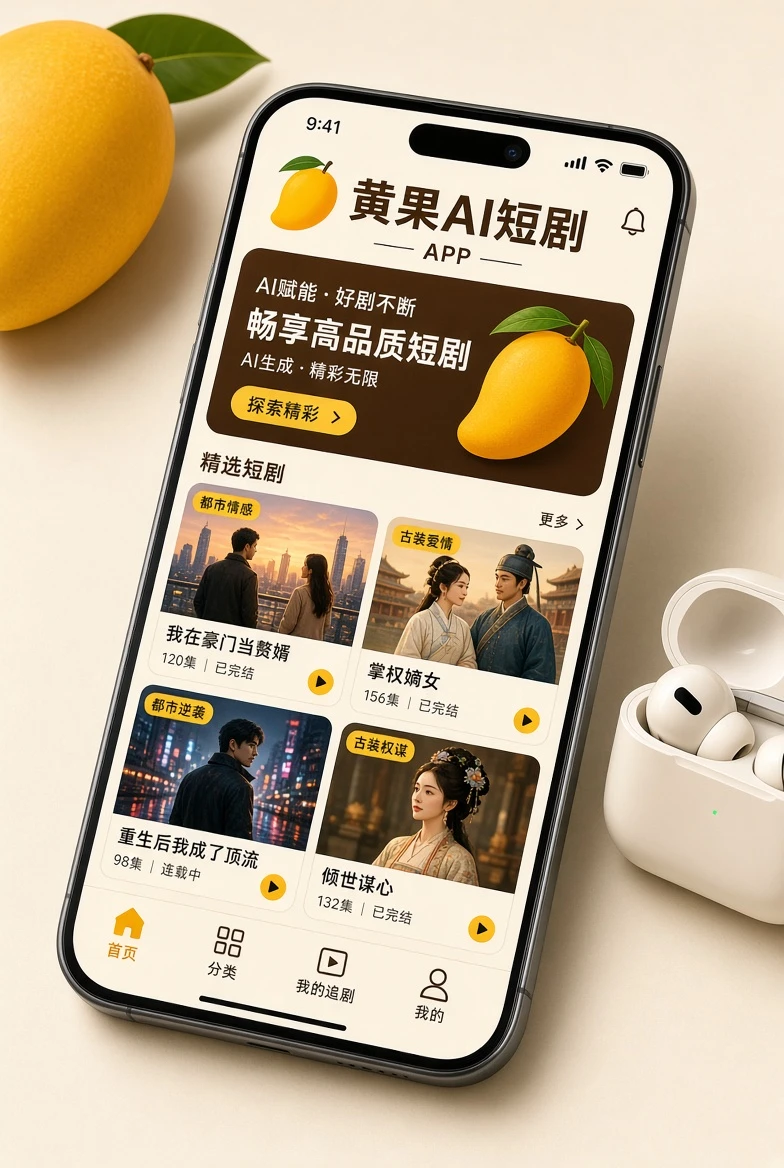 黄果AI短剧APP展示图